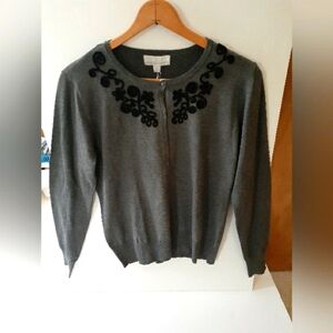 Ladies Charcoal Button Up Cardigan PLX